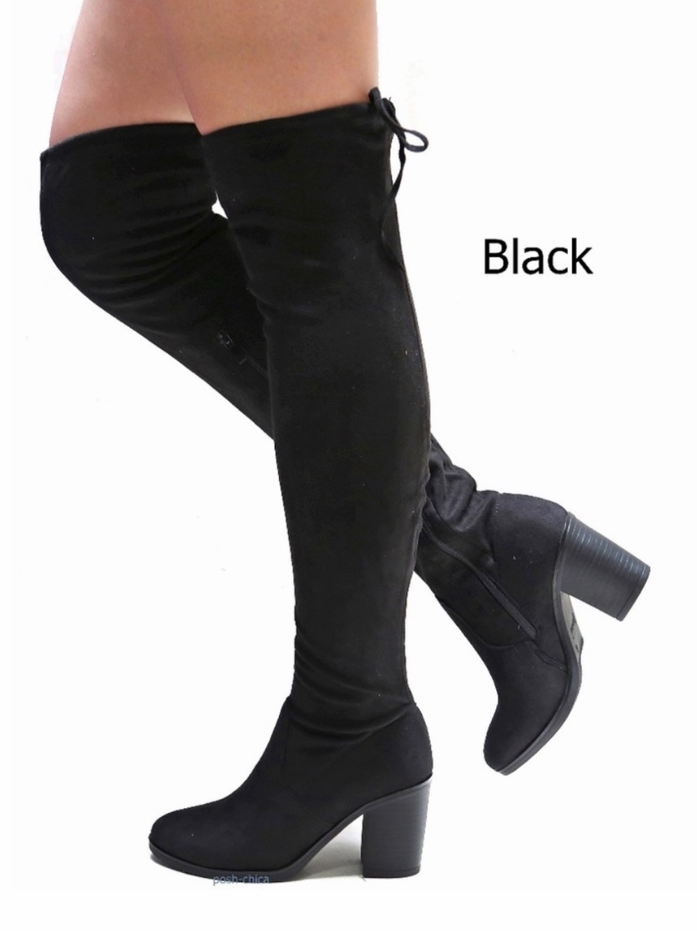 Women’s Black Over-the-Knee Block Heel Boots